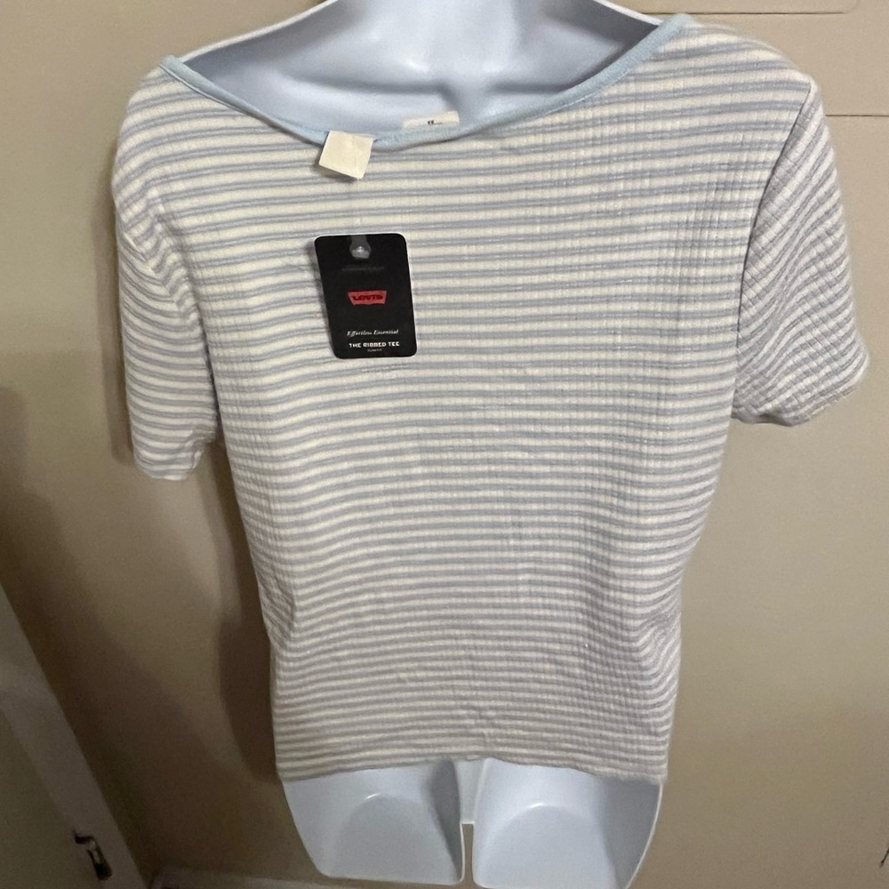 Levi’s-Striped Button-Up Ribbed Tee - Picture 3 of 6